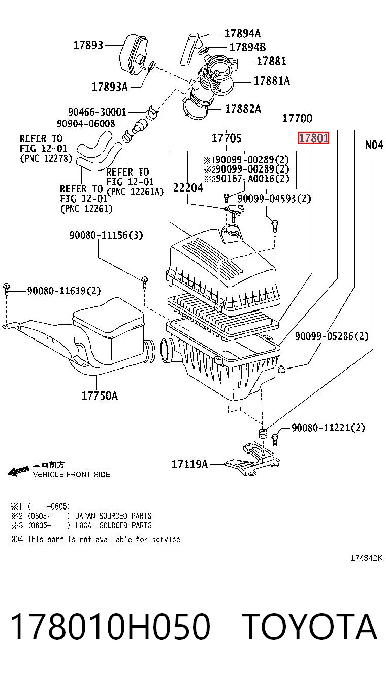 178010H050 Toyota Filtro de aire de motor