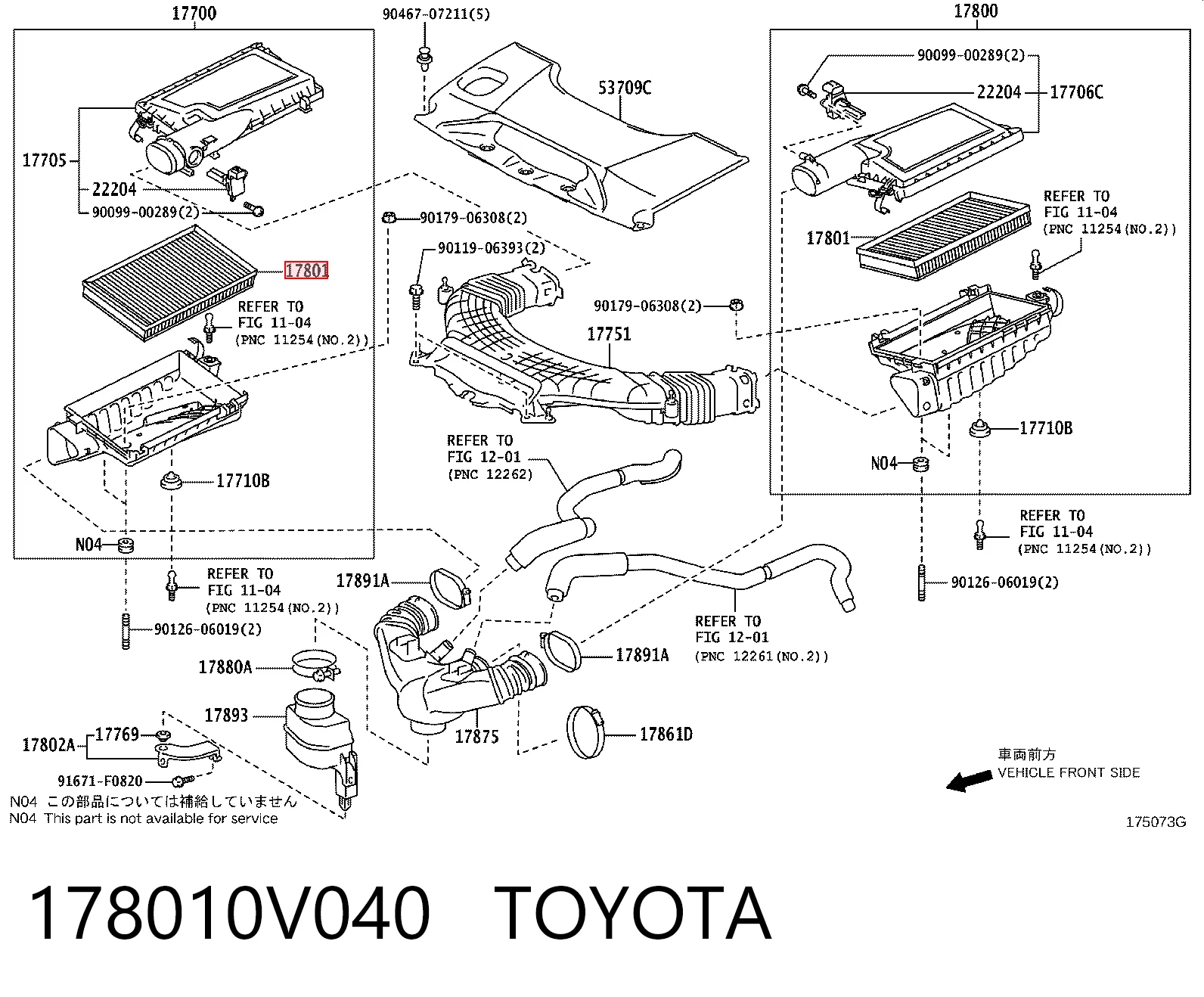 178010V040 Toyota Filtro de aire de motor