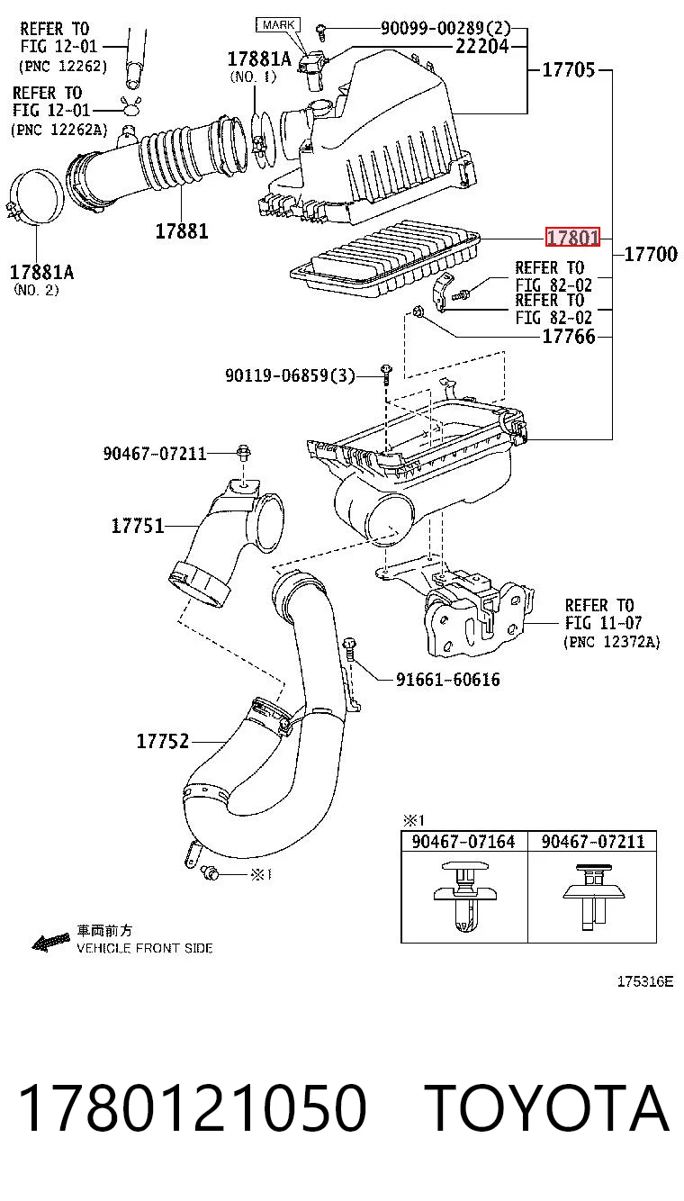 1780121050 Toyota Filtro de aire de motor