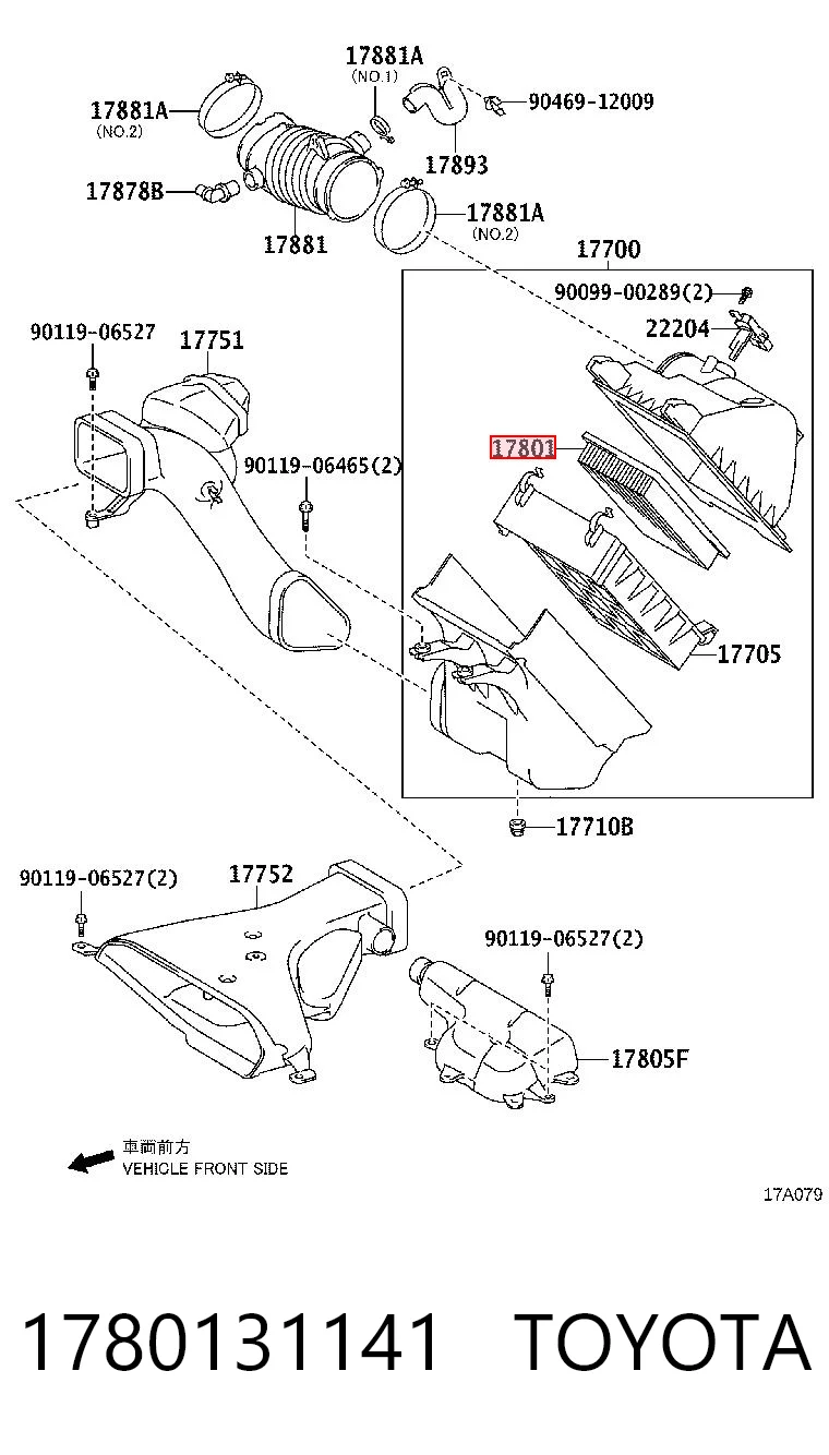 1780131141 Toyota Filtro de aire de motor