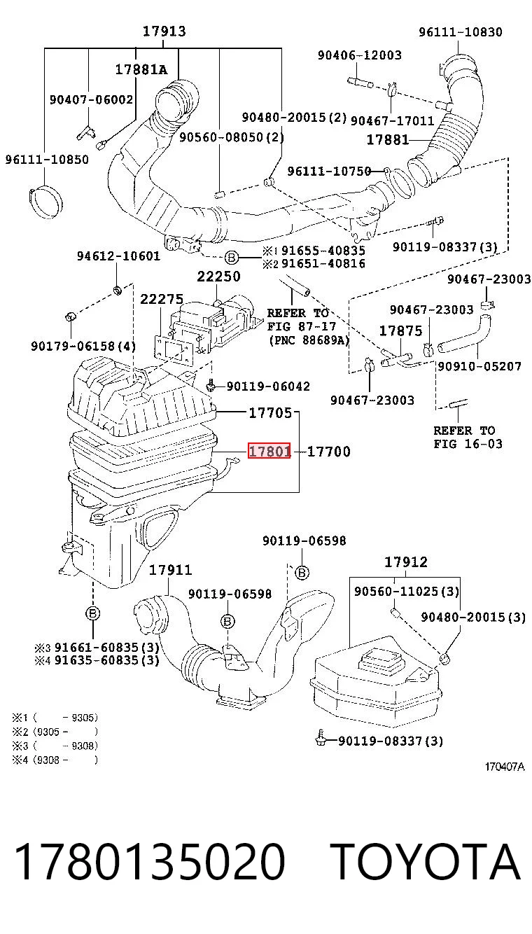 1780135020 Toyota Filtro de aire de motor