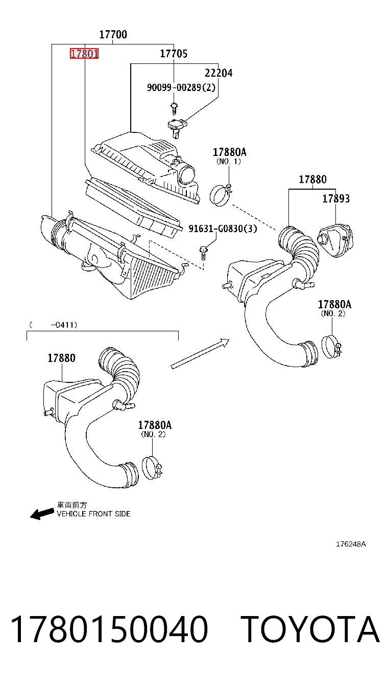 1780150040 Toyota Filtro de aire de motor