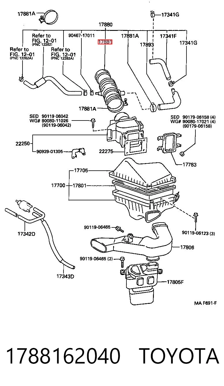 Comprar Manguito de aire del medidor de masa de aire Toyota Camry III V10