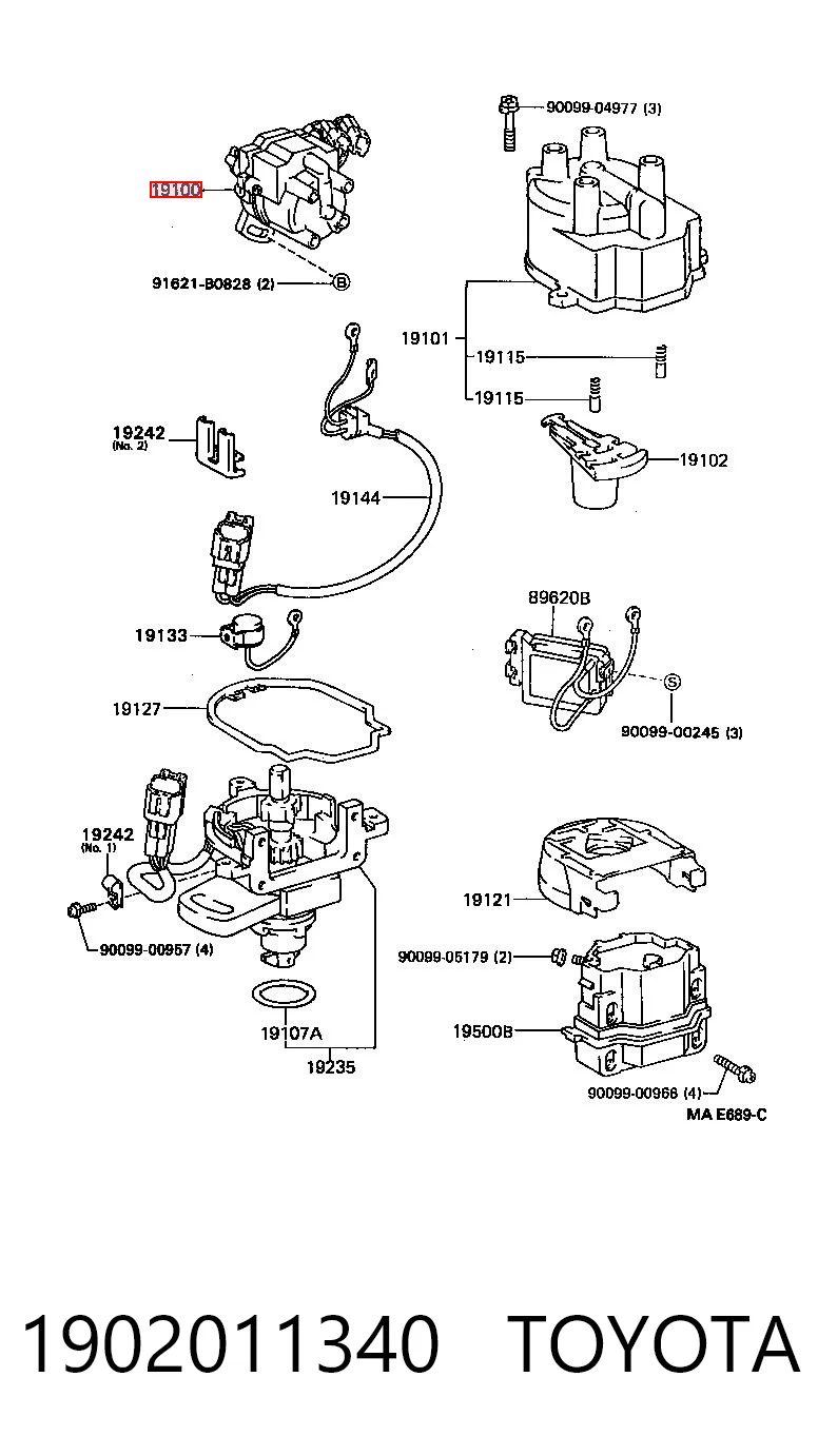 1902011340 Toyota Distribuidor de encendido
