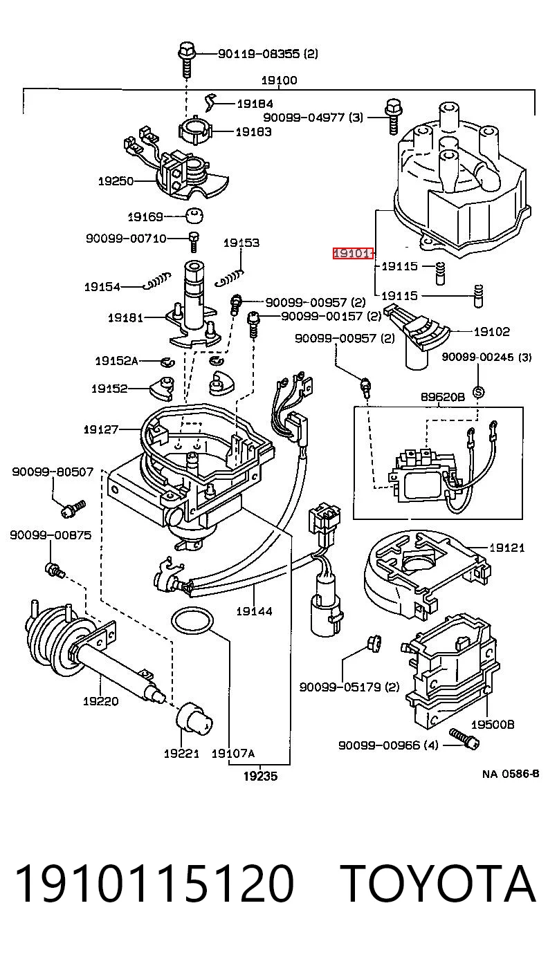 1910115120 Toyota Tapa distribuidor