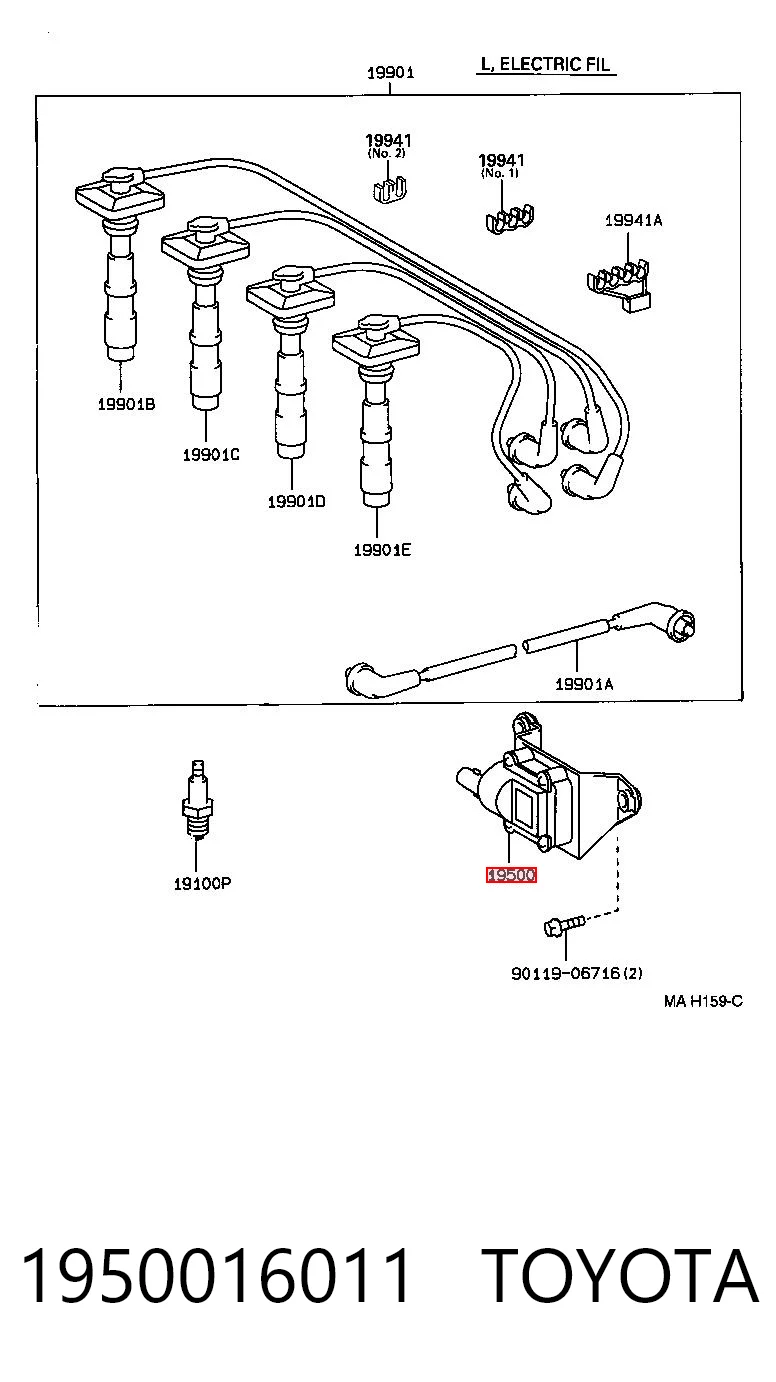 Bobina de encendido TOYOTA 1950016011