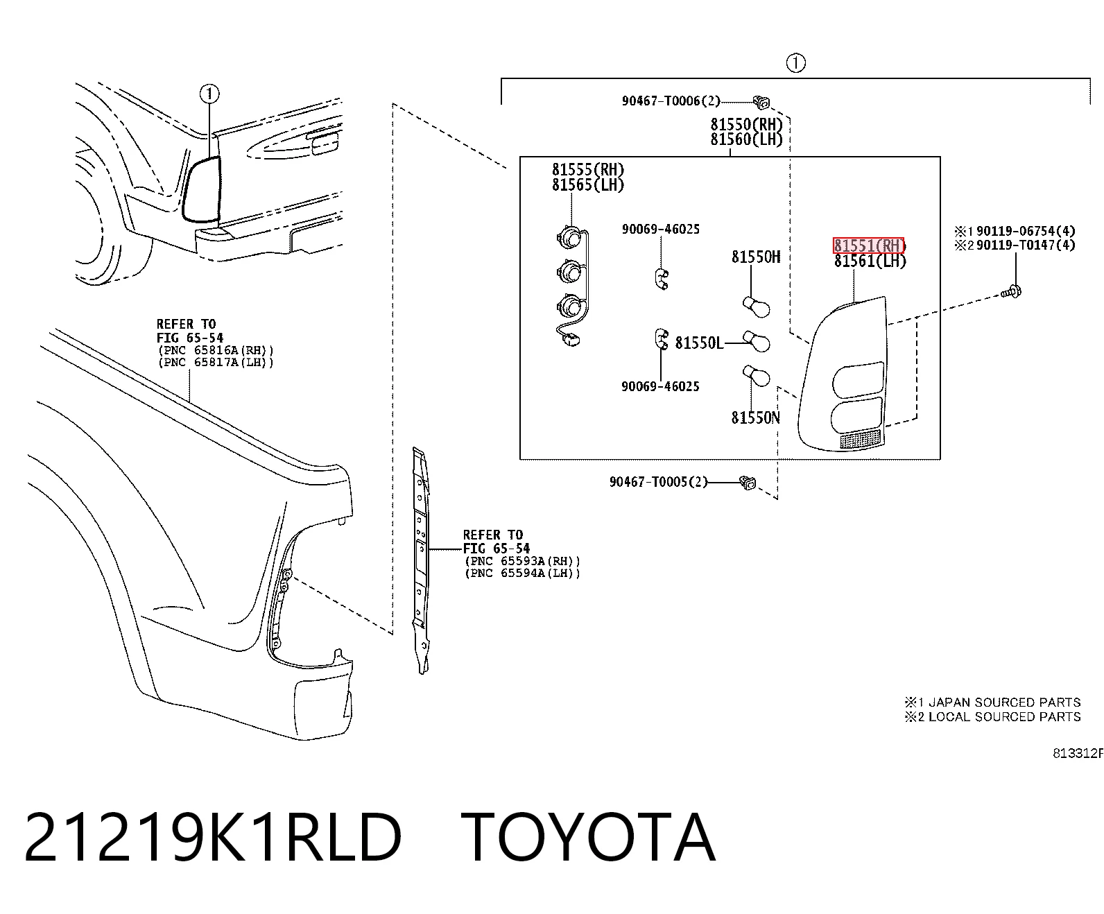 Piloto trasero derecho para Toyota Hilux  KUN15