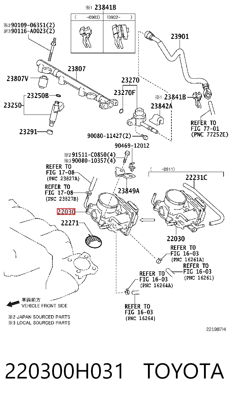 220300H031 Toyota Mariposa de admisión