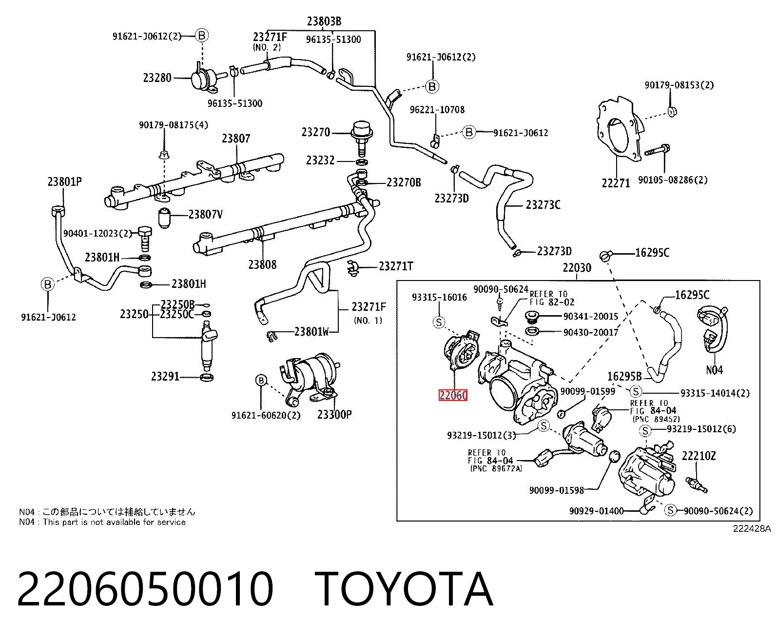 2206050010 Toyota Regulador de la mariposa