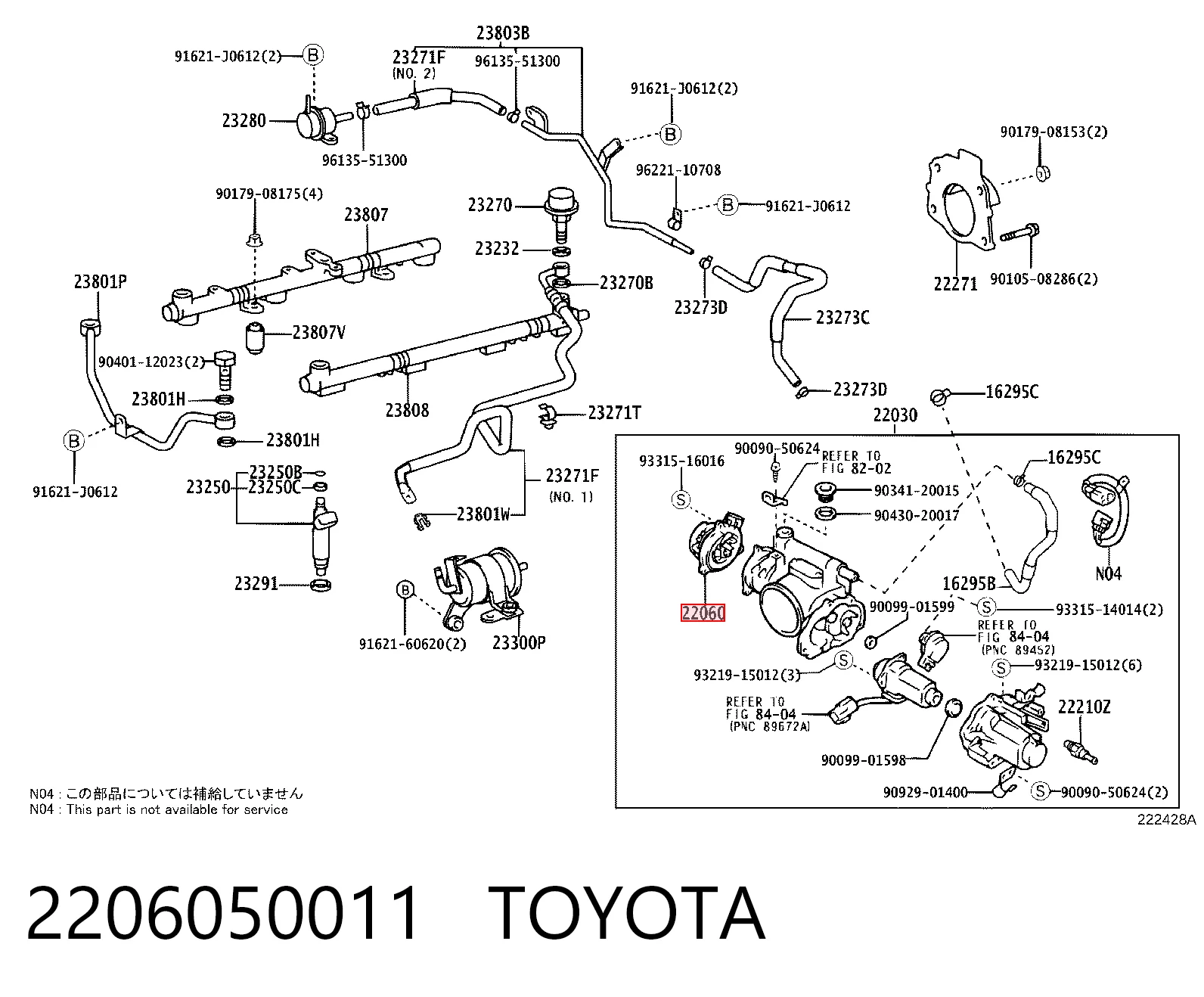 2206050011 Toyota Regulador de la mariposa