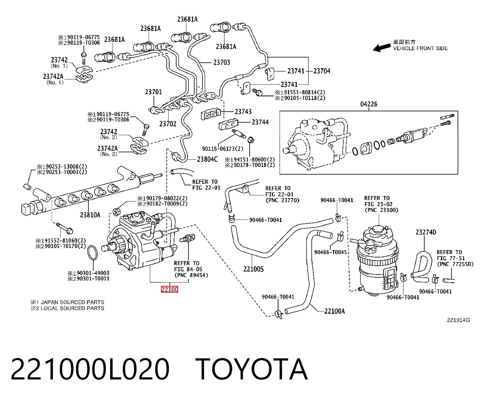 221000L020 Toyota Bomba de inyección