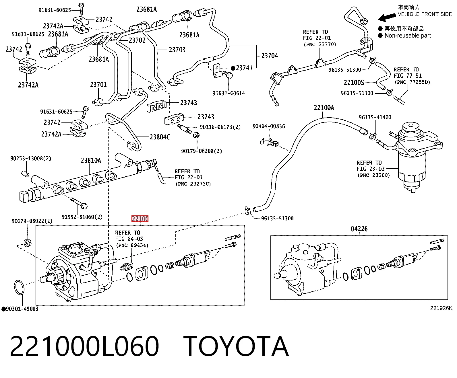 221000L060 Toyota Bomba de inyección