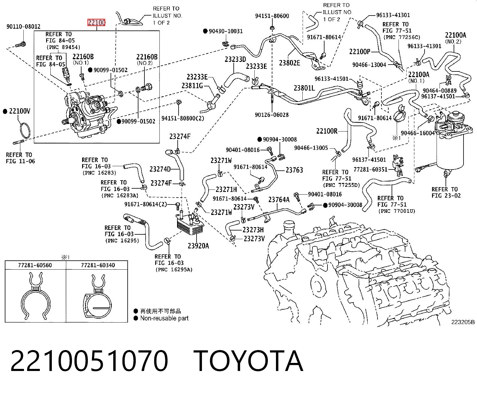 2210051070 Toyota Bomba de inyección