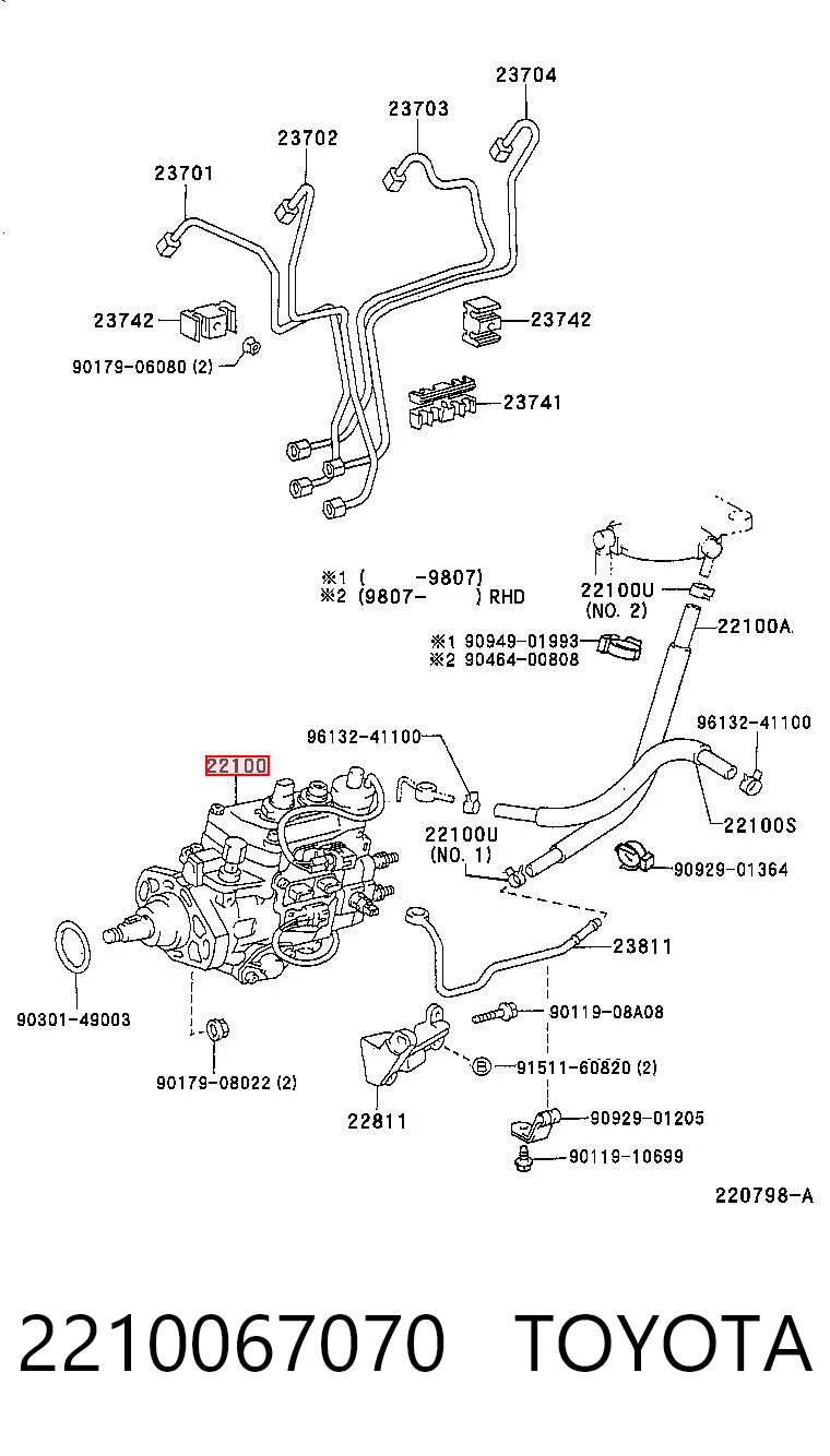 2210067070 Toyota Bomba de inyección