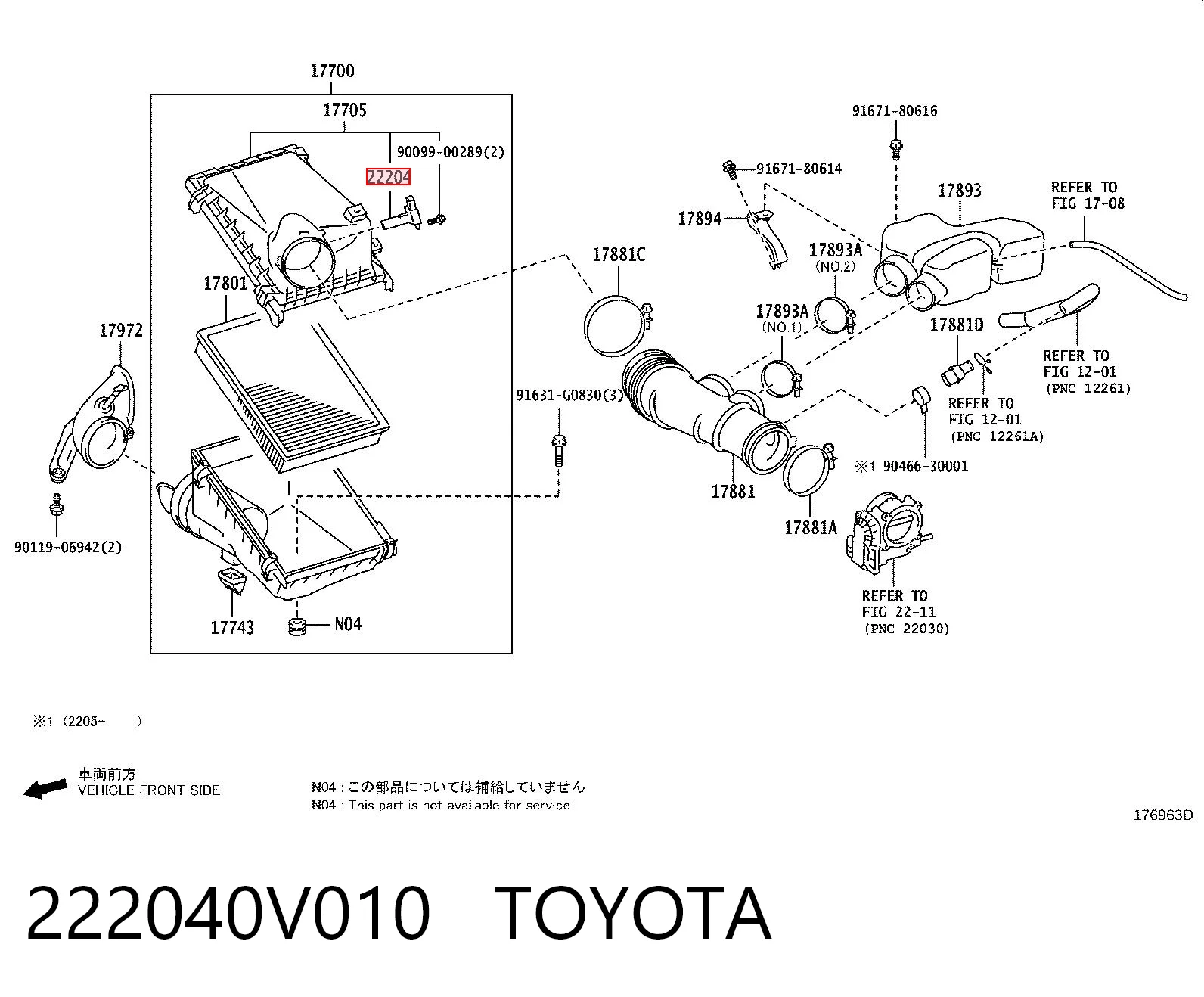 222040V010 Toyota Sensor de flujo de aire
