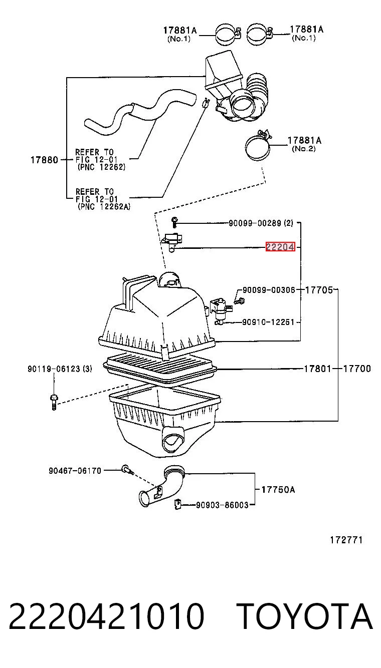 2220421010 Toyota Sensor de flujo de aire