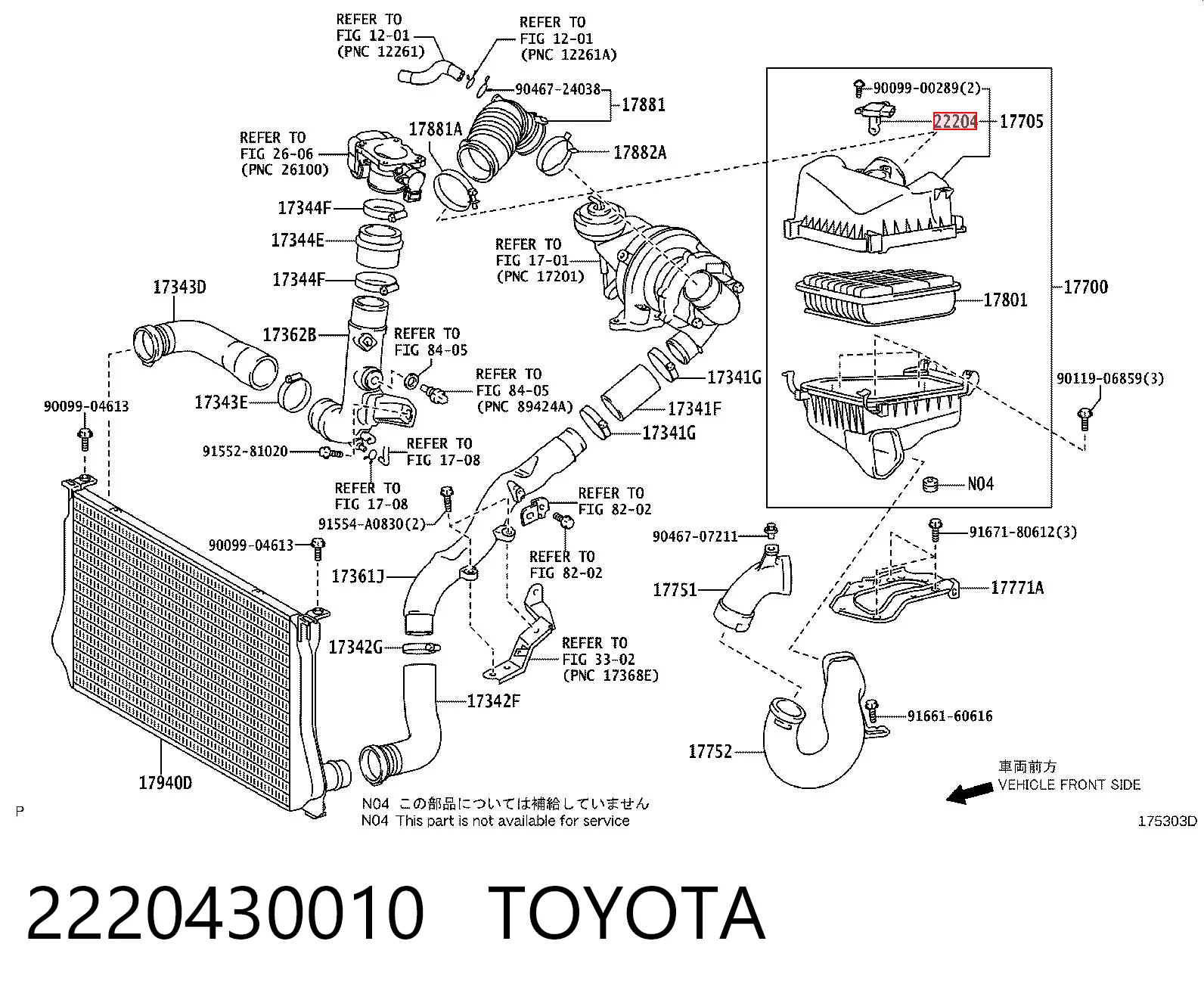 2220430010 Toyota Sensor de flujo de aire