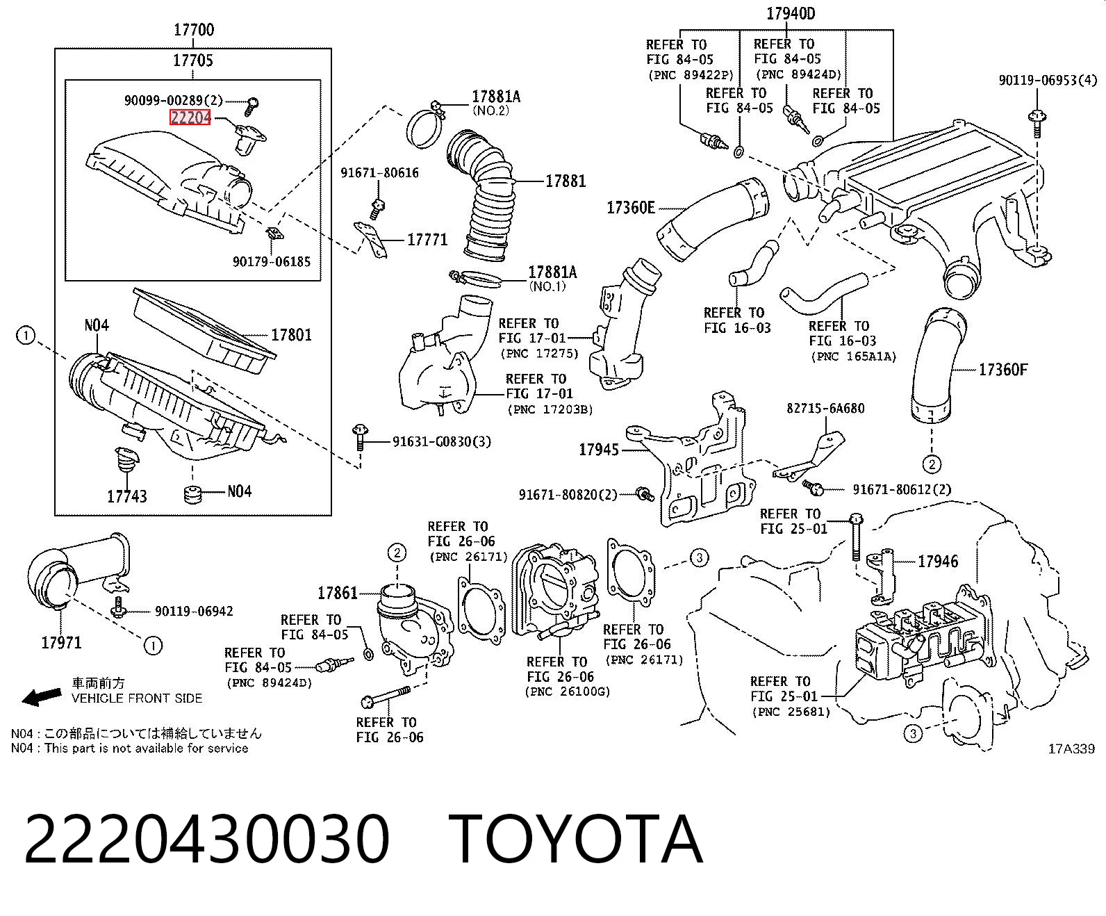 2220430030 Toyota Sensor de flujo de aire