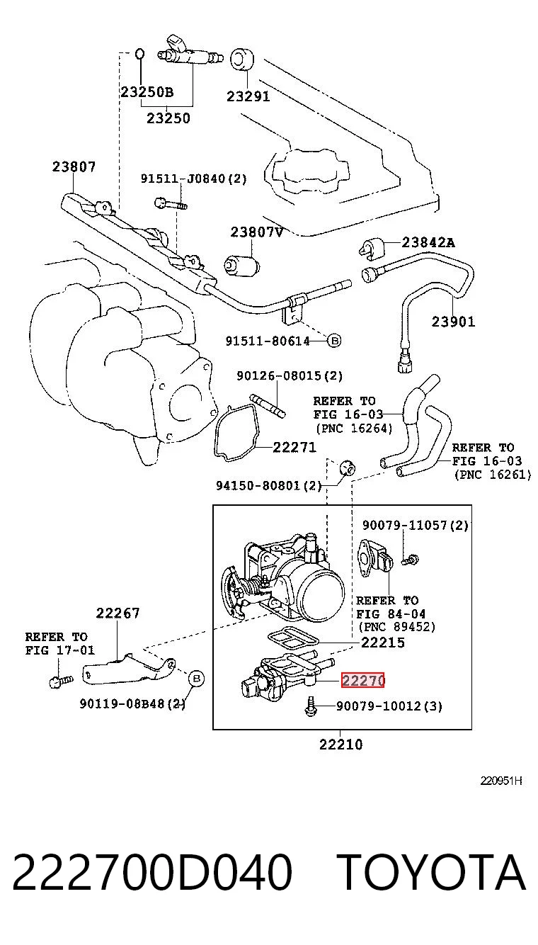 222700D040 Toyota Regulador de ralentí