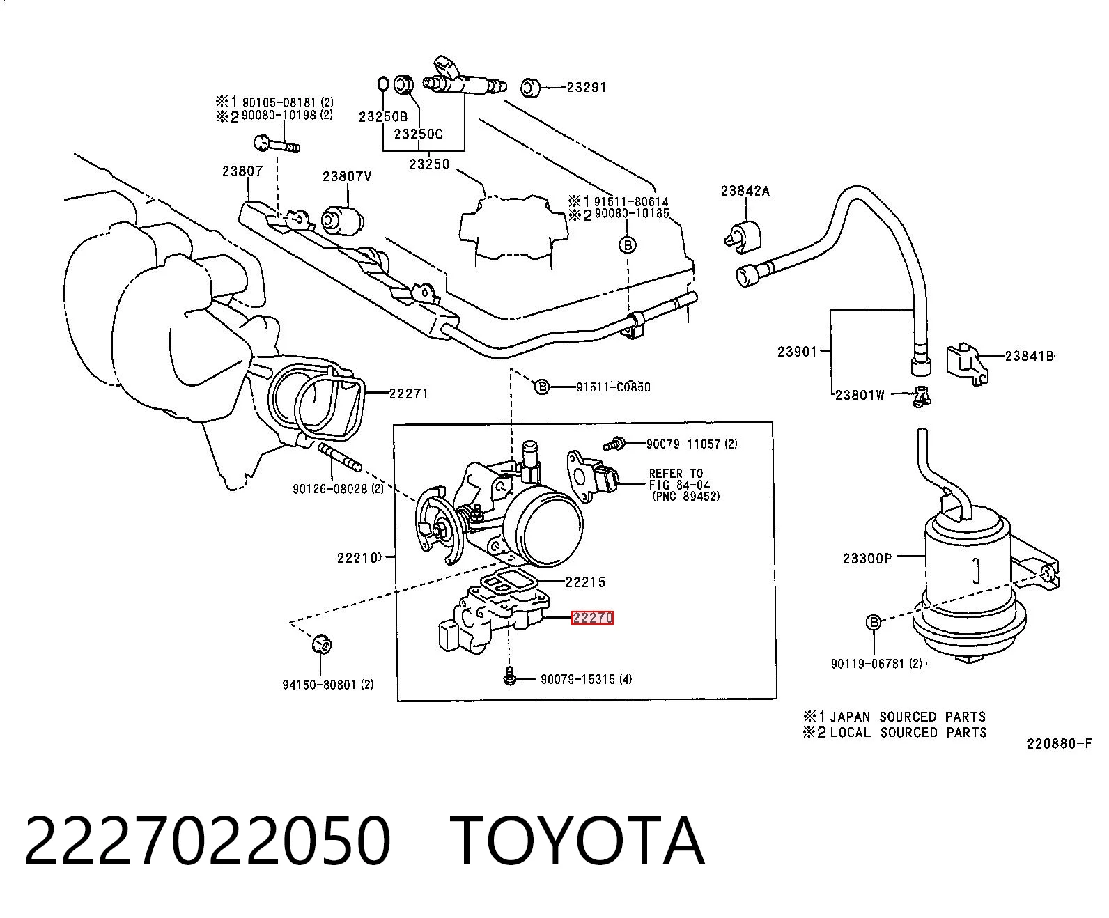 2227022050 Toyota Regulador de ralentí