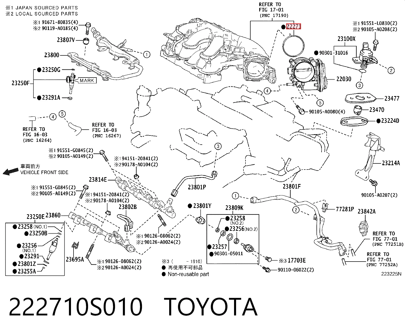 Junta cuerpo mariposa para Toyota RAV4 A3