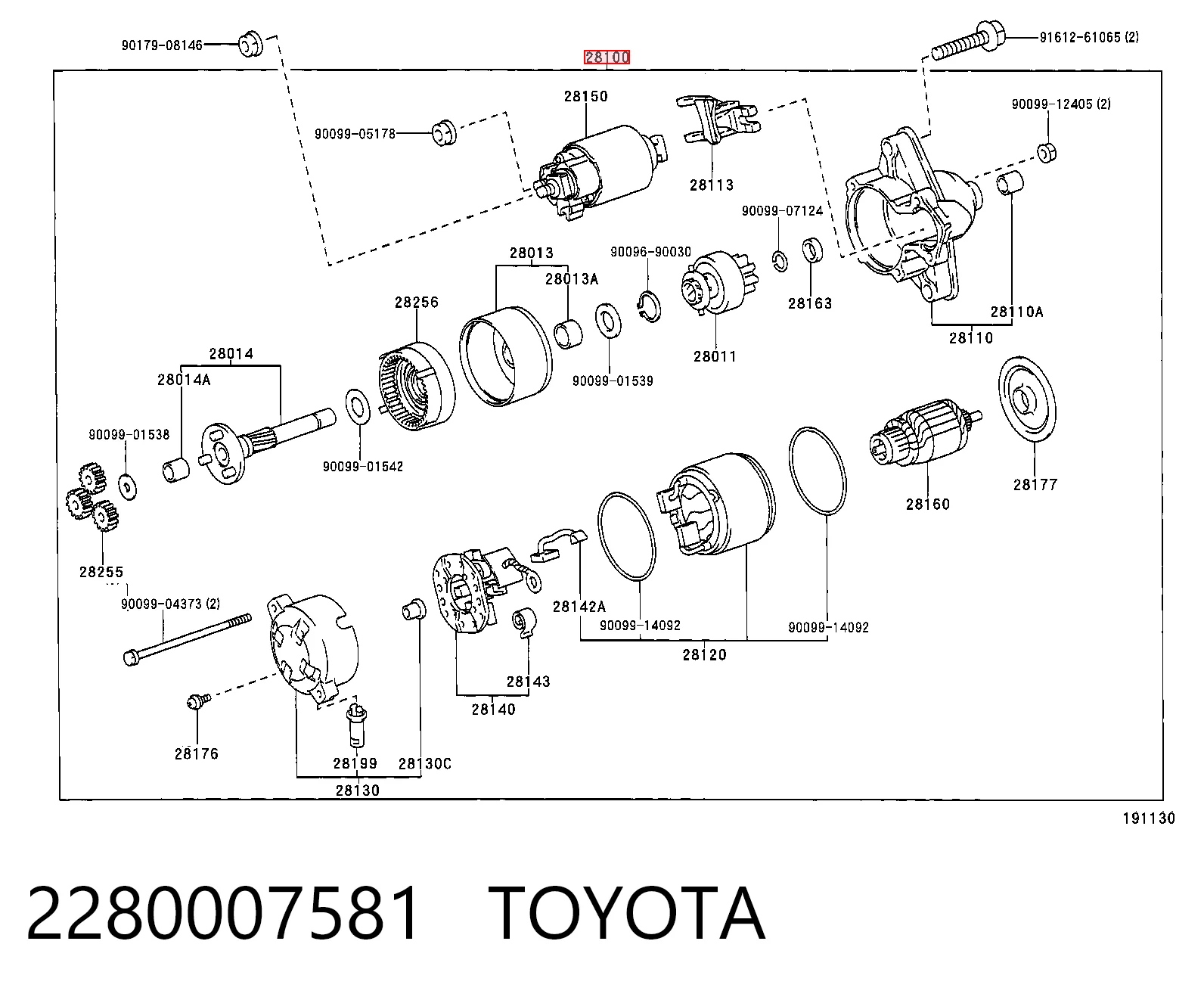 2280007581 Toyota Arranque motores