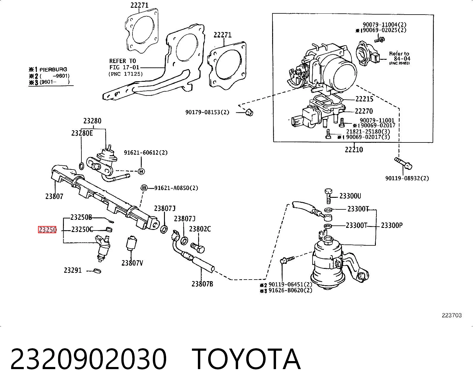 2320902030 Toyota Inyector de combustible