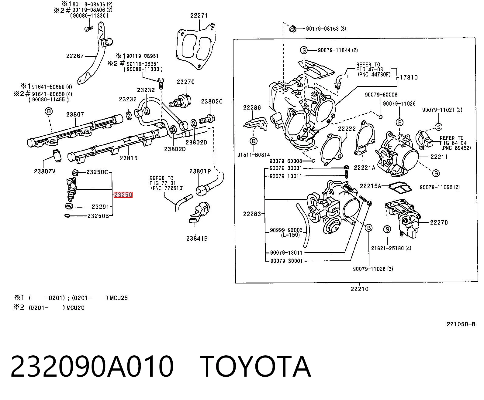 232090A010 Toyota Inyector de combustible