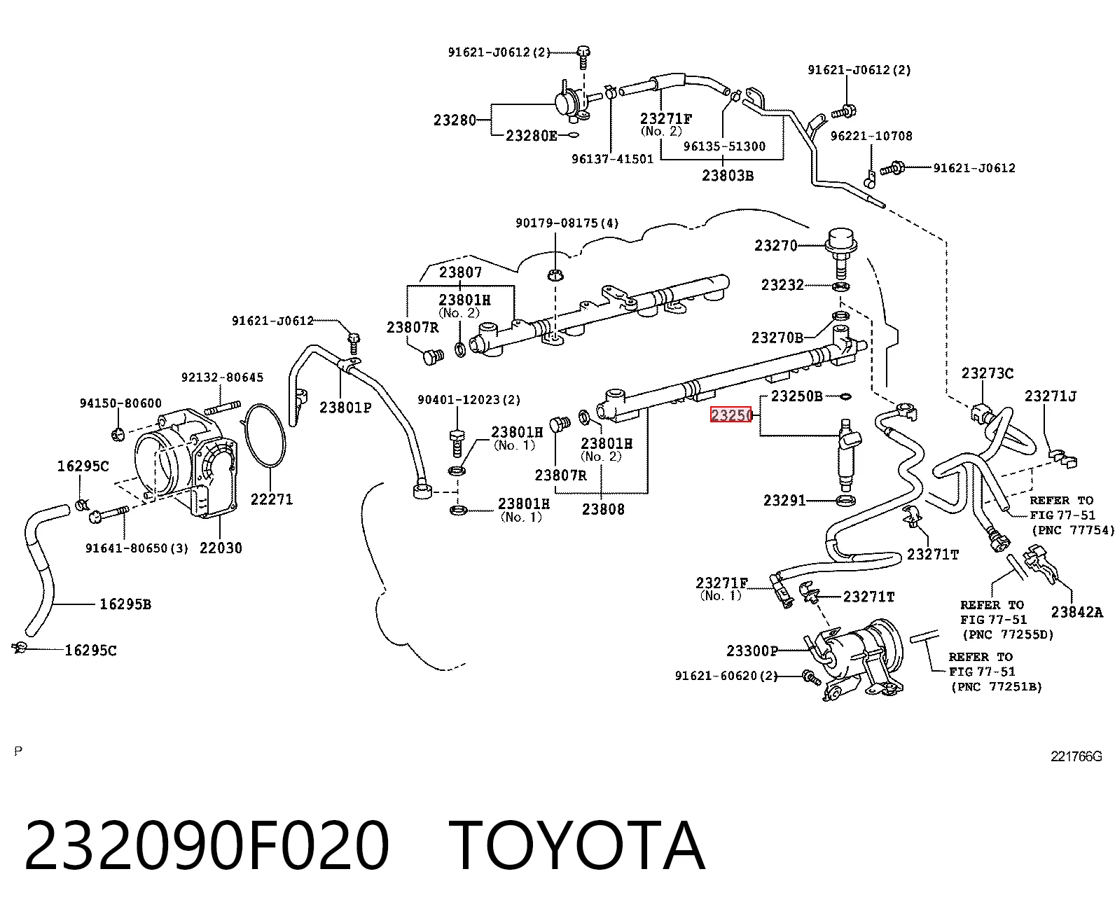 232090F020 Toyota Inyector de combustible