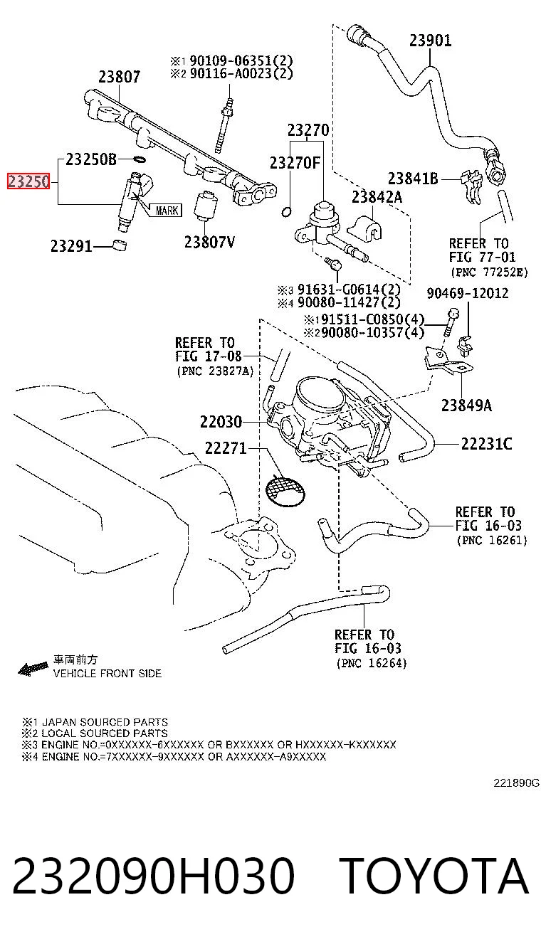 232090H030 Toyota Inyector de combustible
