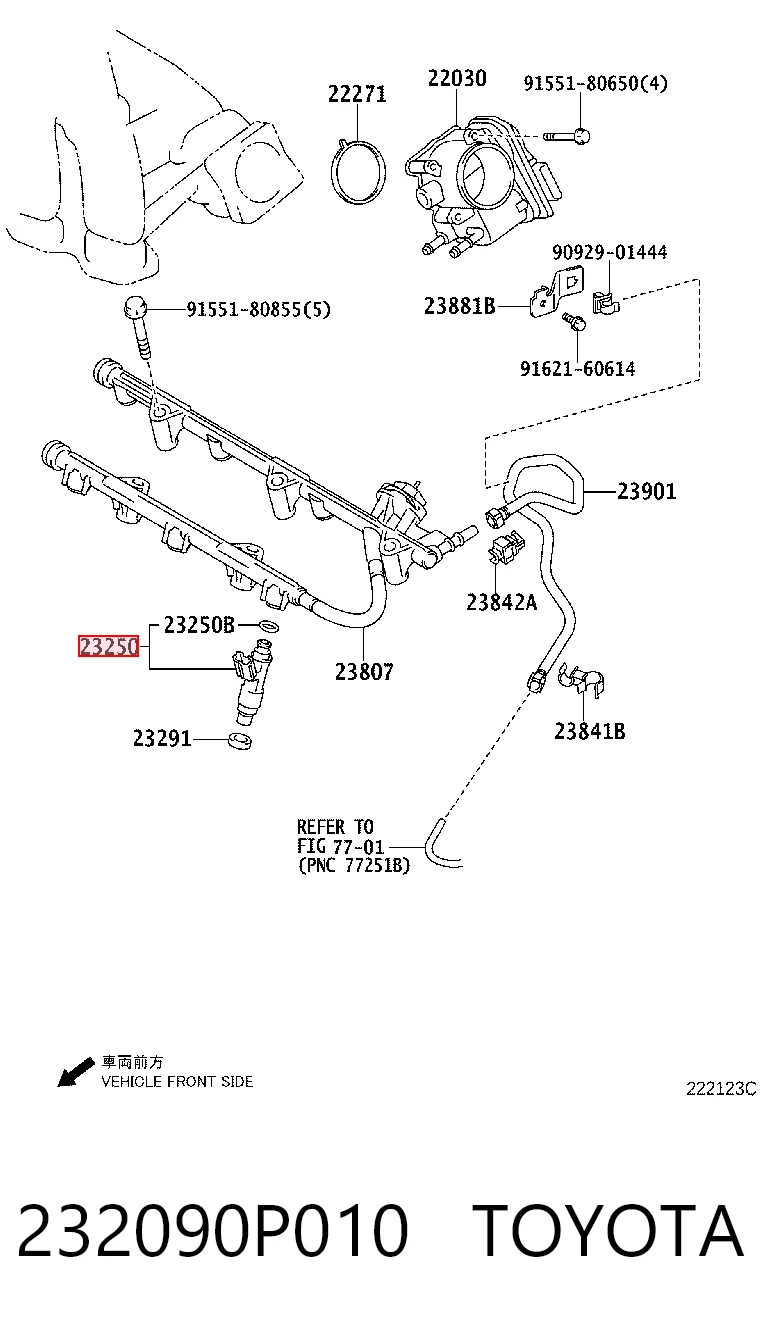 232090P010 Toyota Inyector de combustible