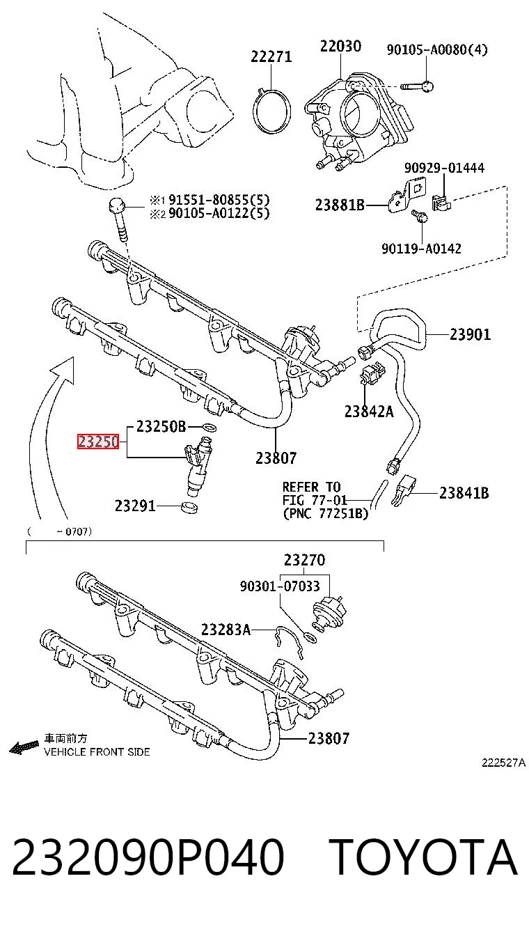 232090P040 Toyota Inyector de combustible