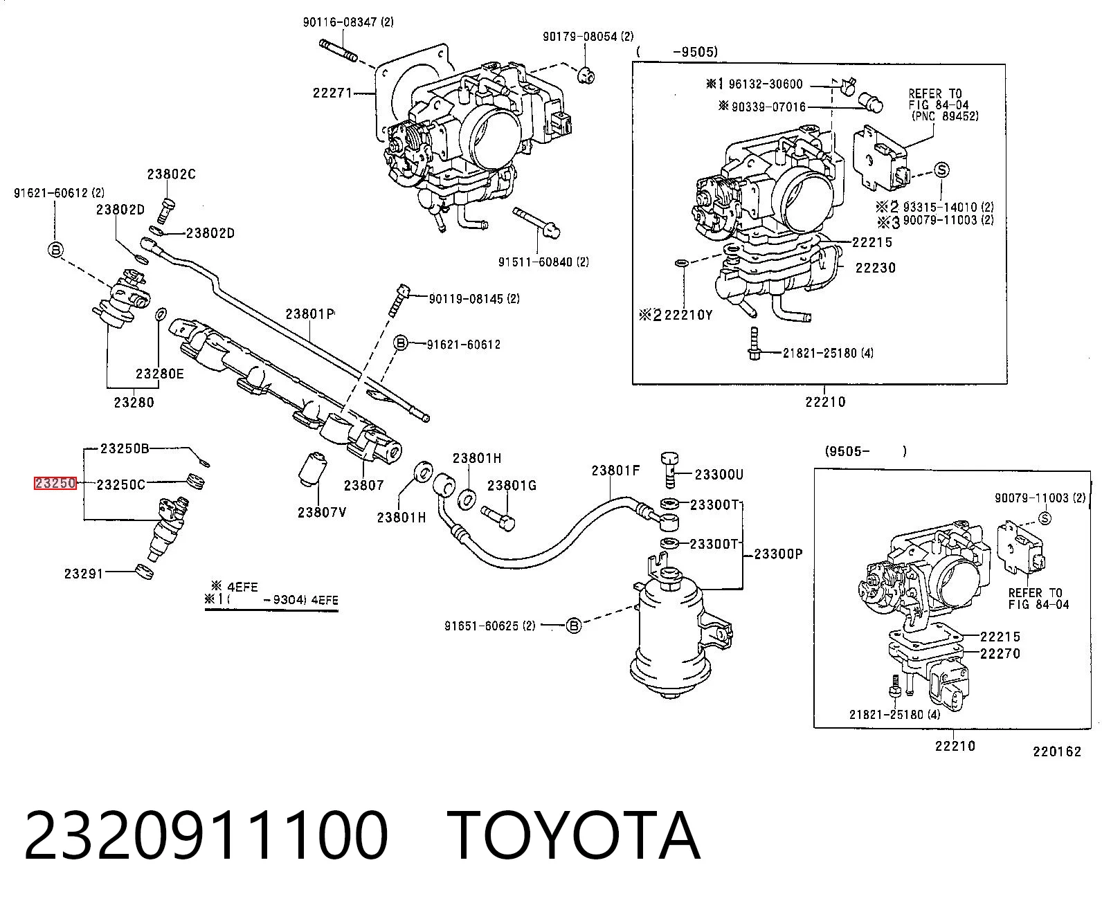 2320911100 Toyota Inyector de combustible