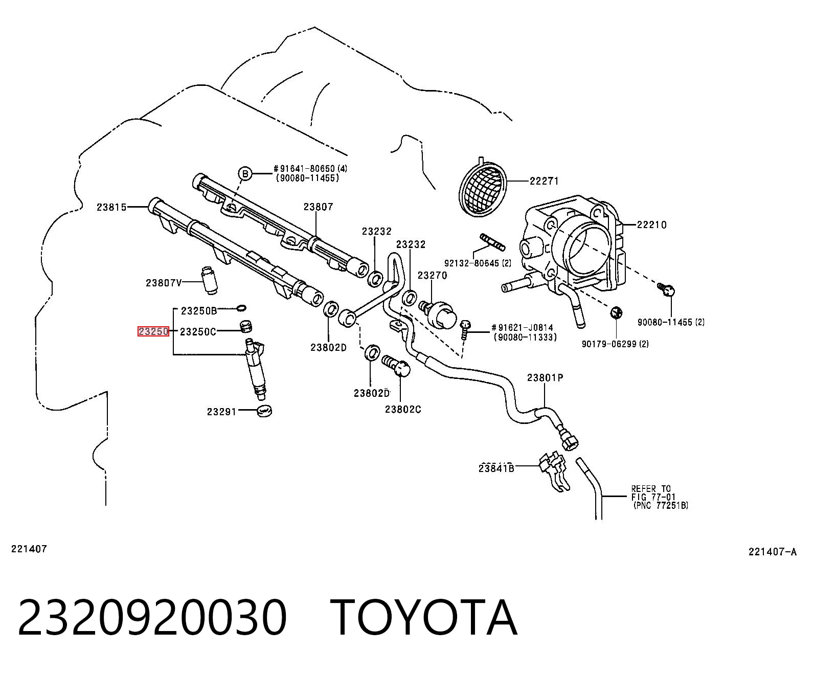 2320920030 Toyota Inyector de combustible