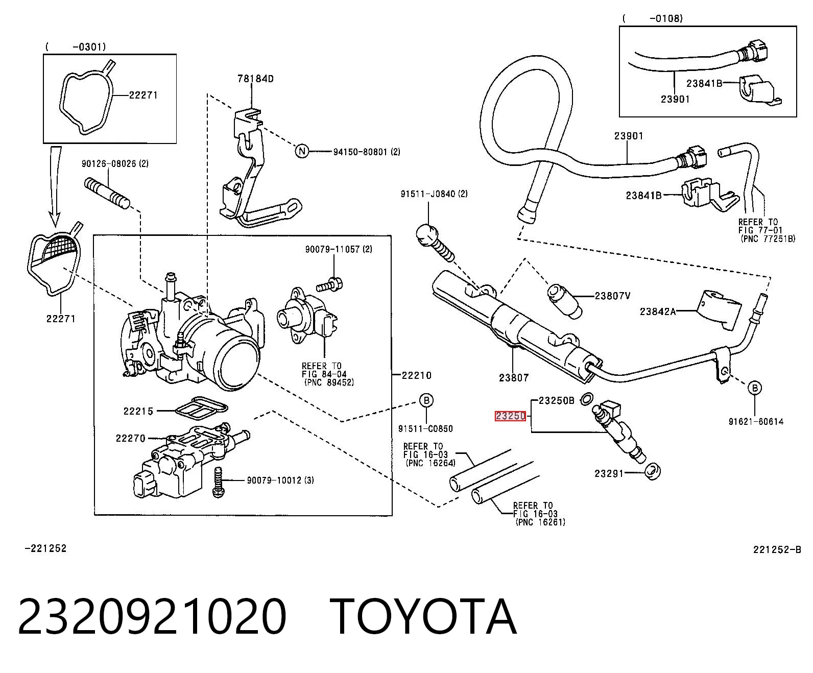 2320921020 Toyota Inyector de combustible