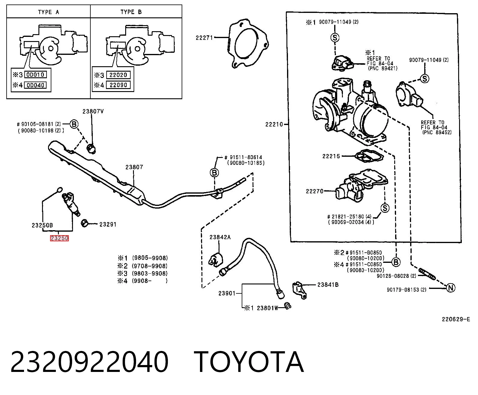 2320922040 Toyota Inyector de combustible
