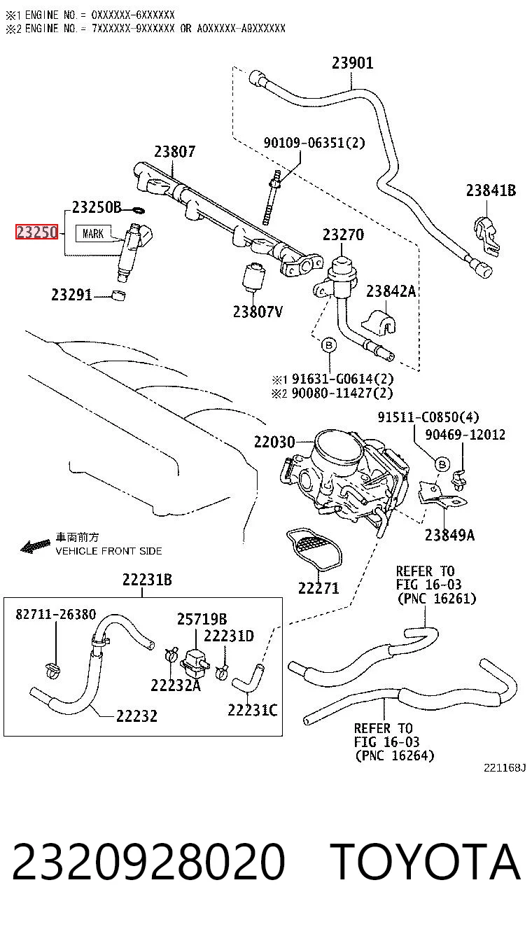 2320928020 Toyota Inyector de combustible