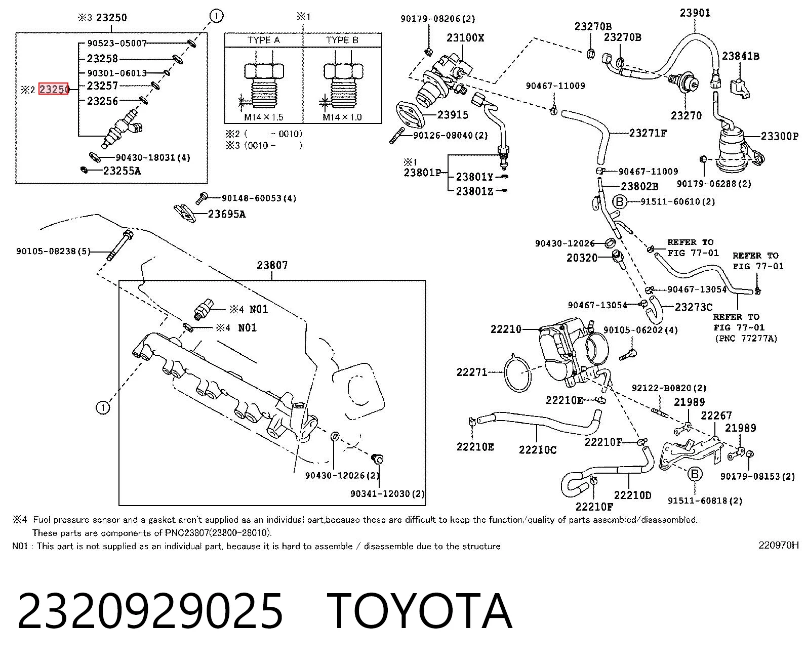 2320929025 Toyota Inyector de combustible