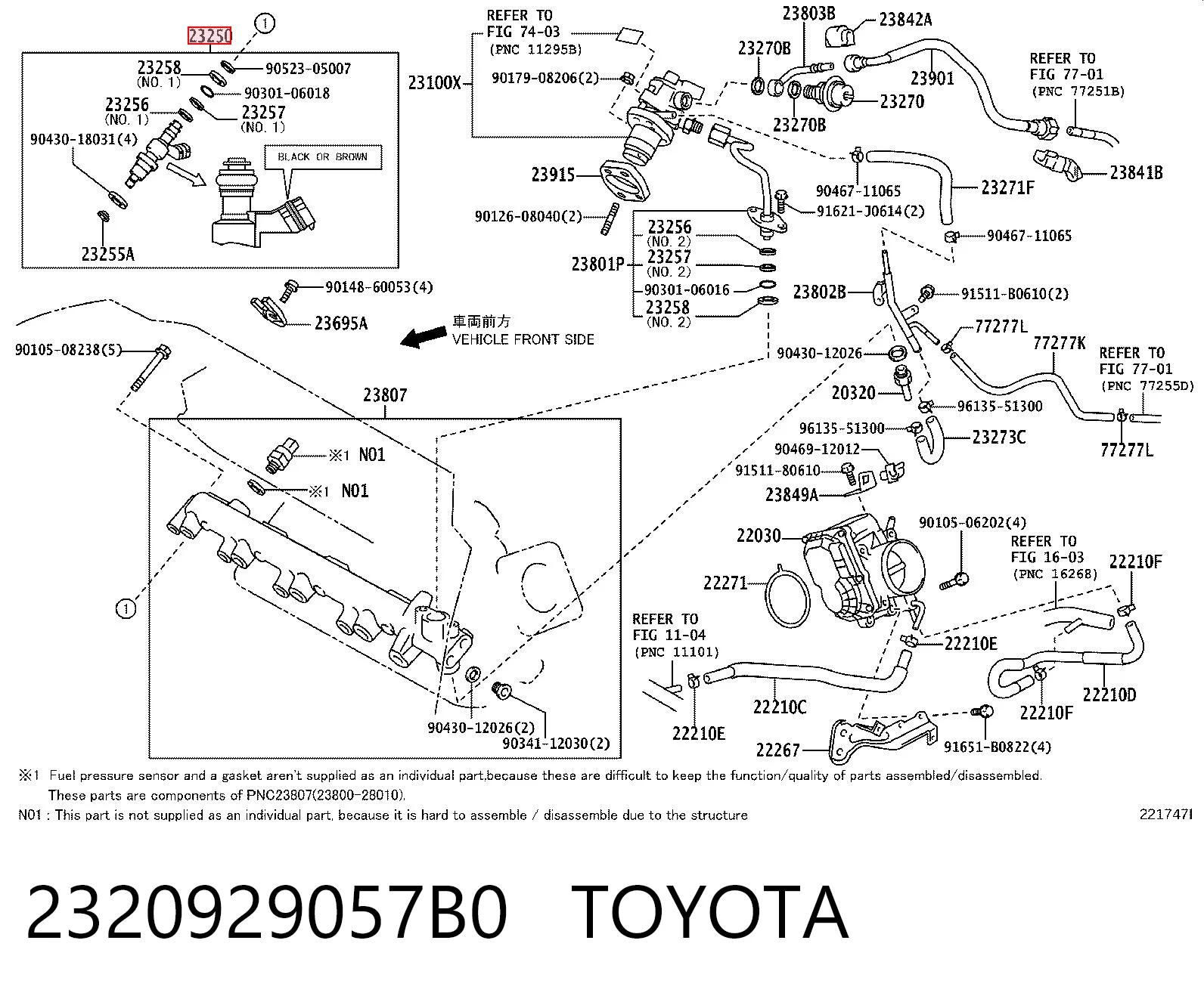 2320929057B0 Toyota Inyector de combustible