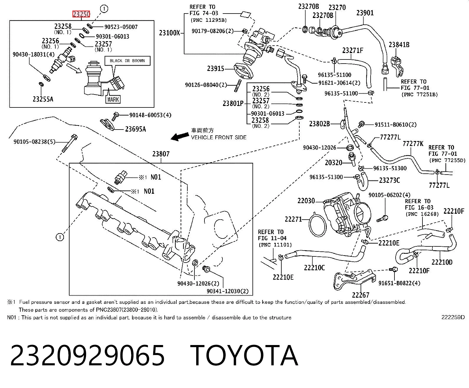 2320929065 Toyota Inyector de combustible