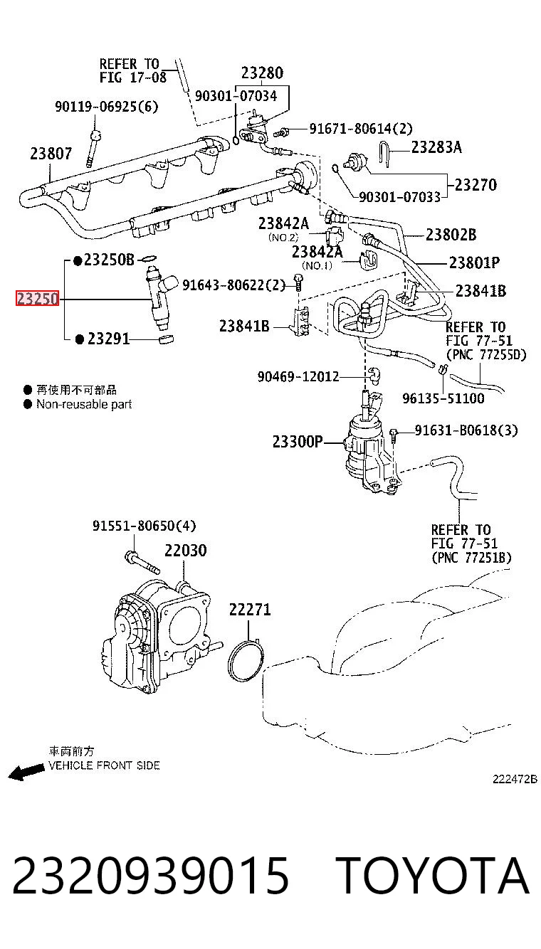 2320939015 Toyota Inyector de combustible