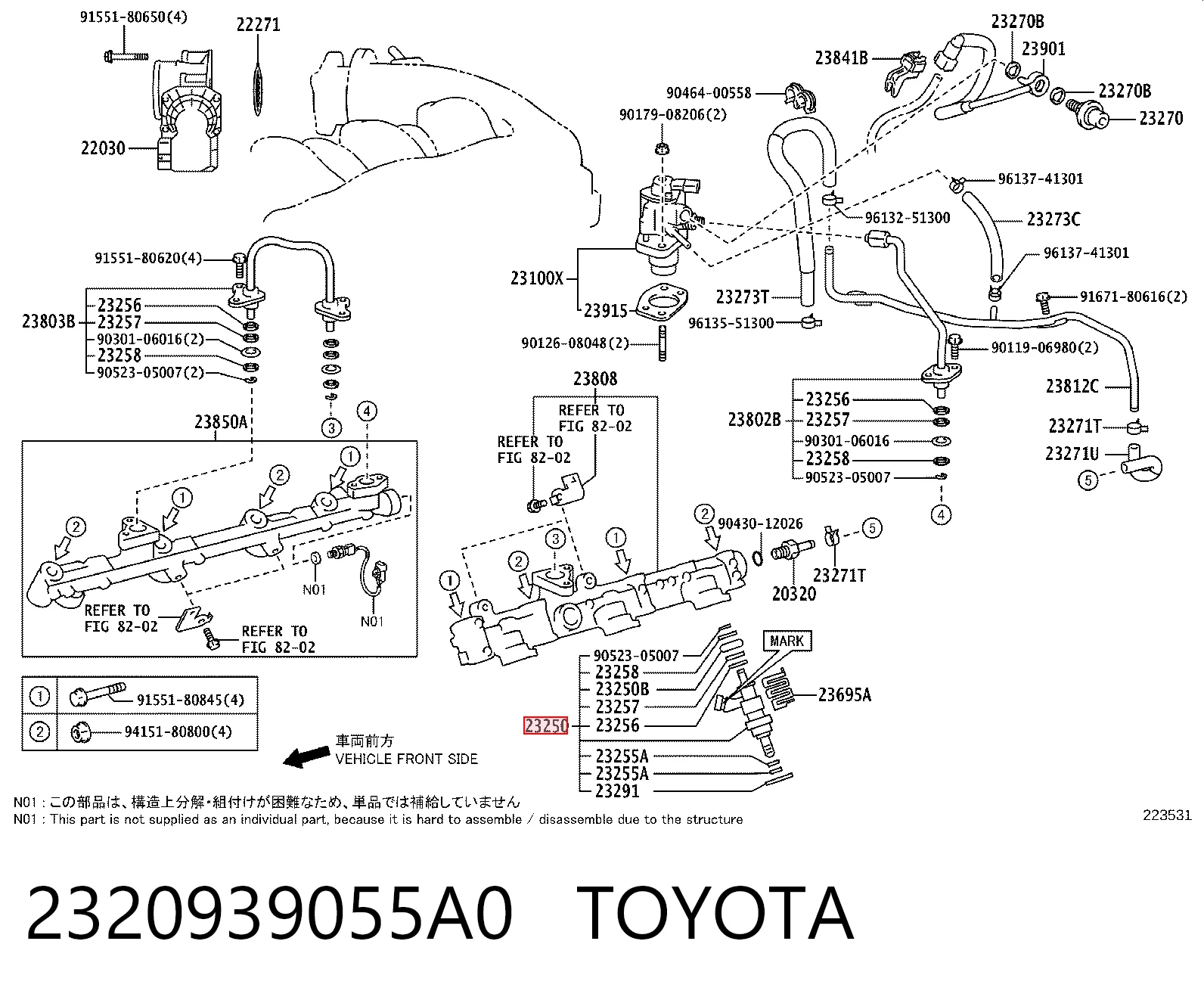 2320939055A0 Toyota Inyector de combustible