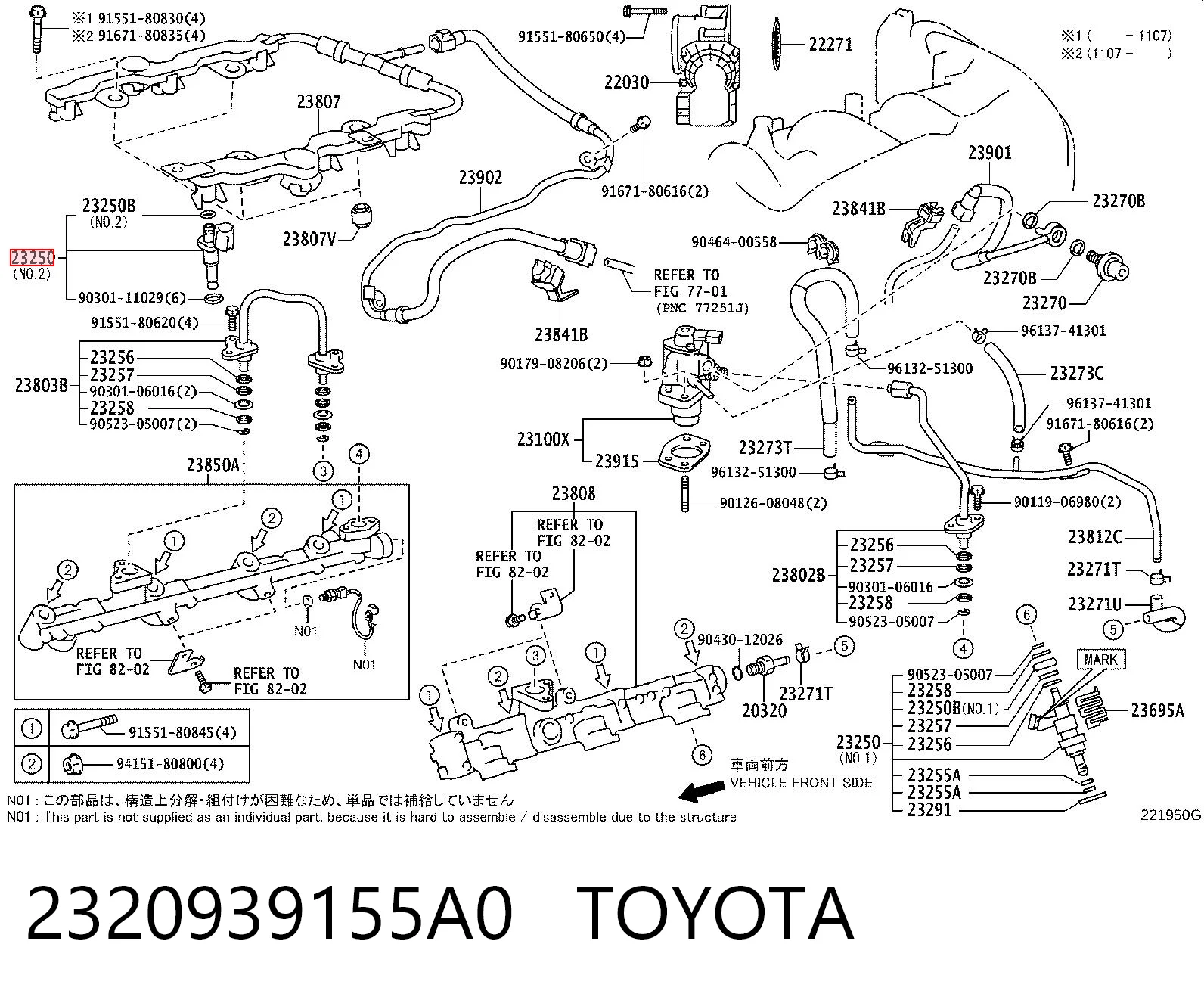 2320939155A0 Toyota Inyector de combustible