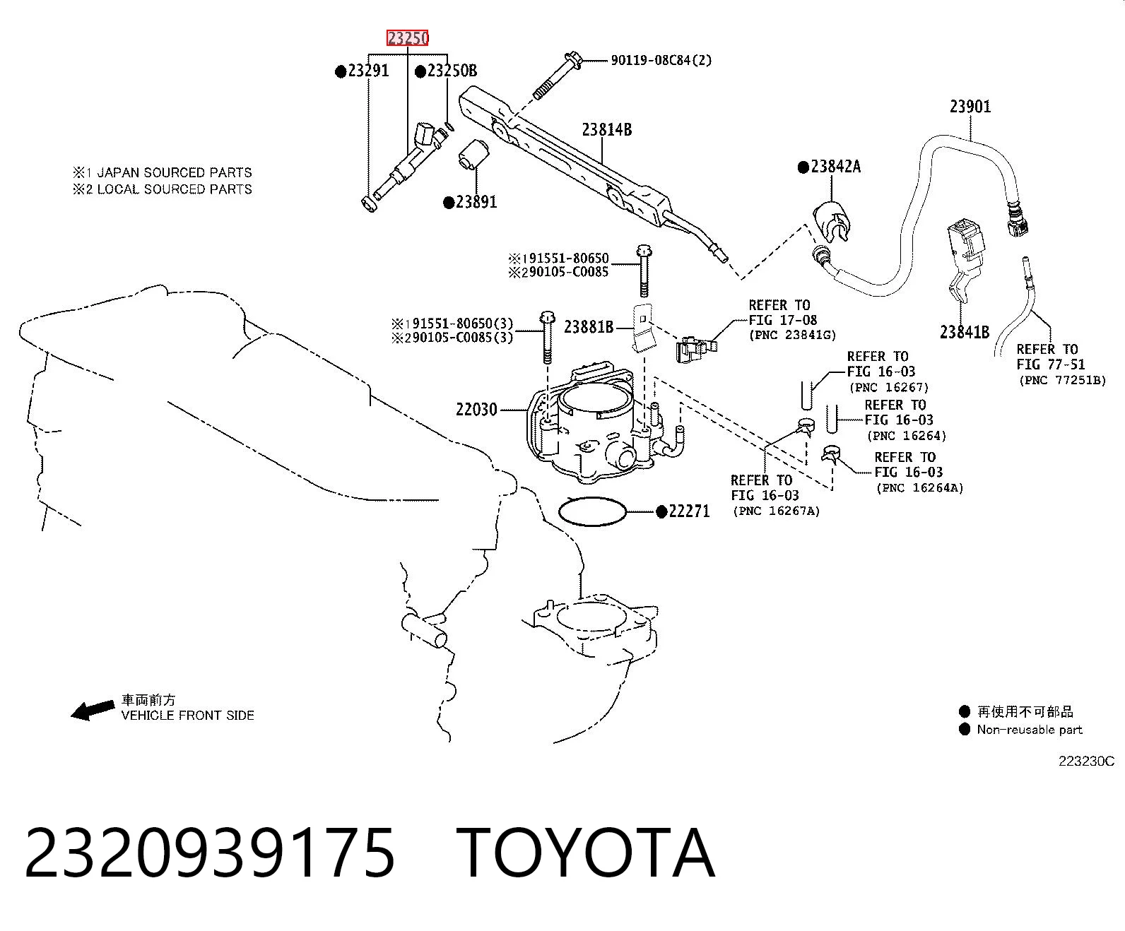 2320939175 Toyota Inyector de combustible