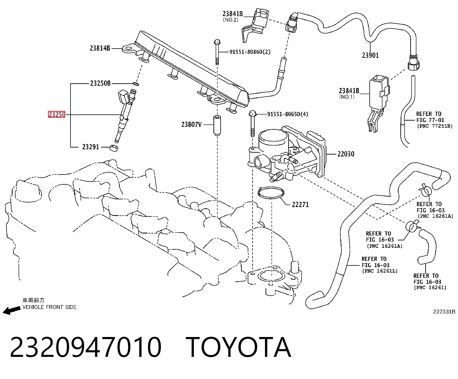 2320947010 Toyota Inyector de combustible