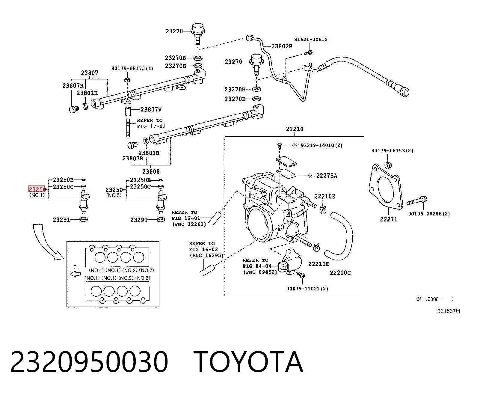 2320950030 Toyota Inyector de combustible