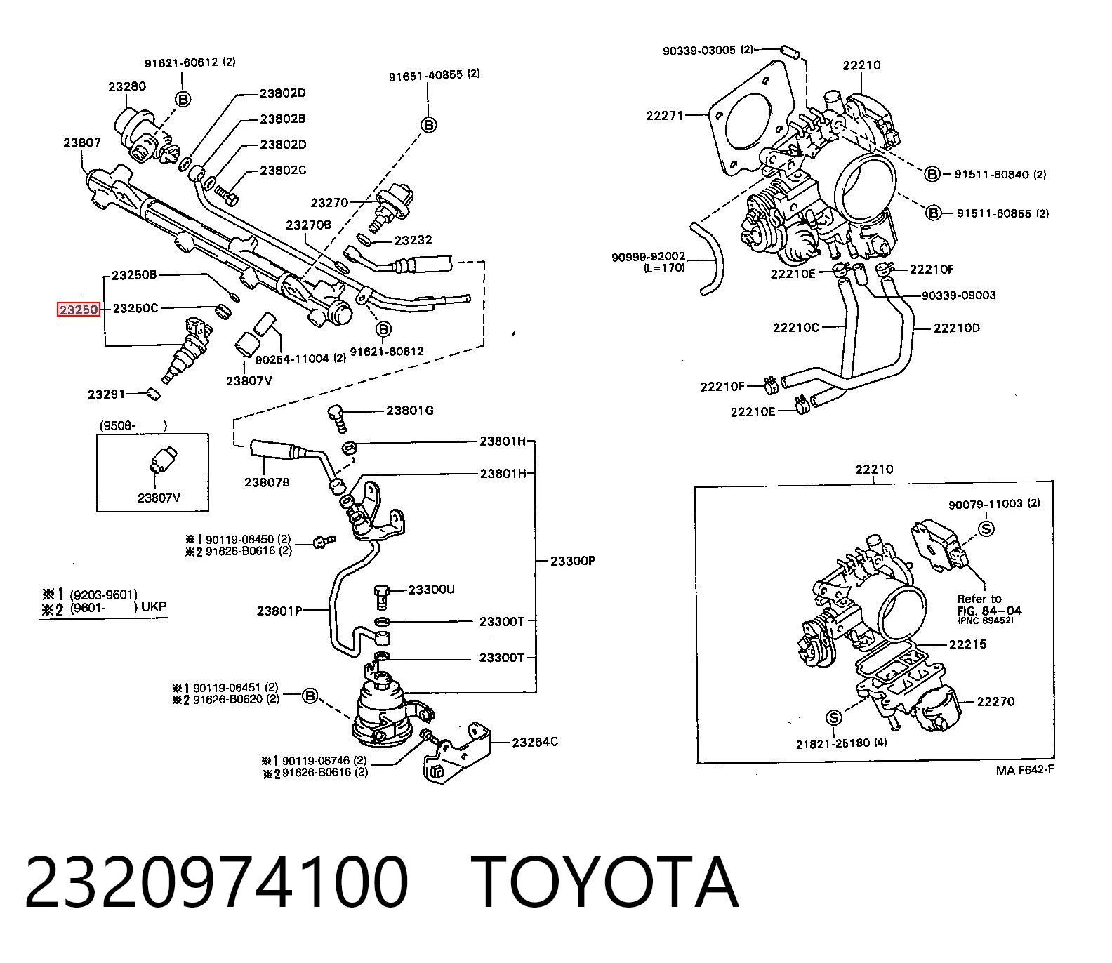 2320974100 Toyota Inyector de combustible
