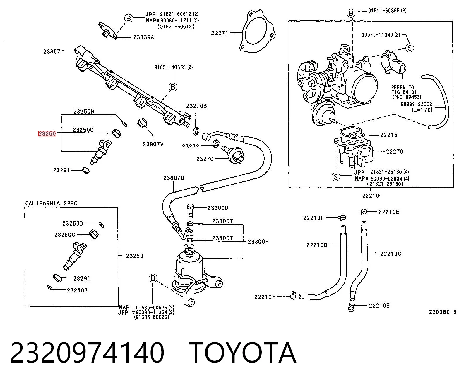 2320974140 Toyota Inyector de combustible