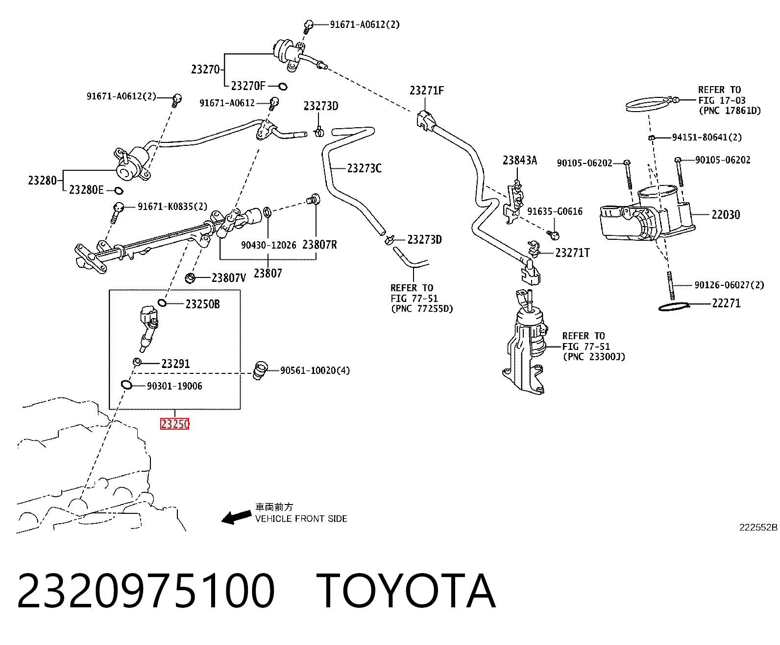 2320975100 Toyota Inyector de combustible