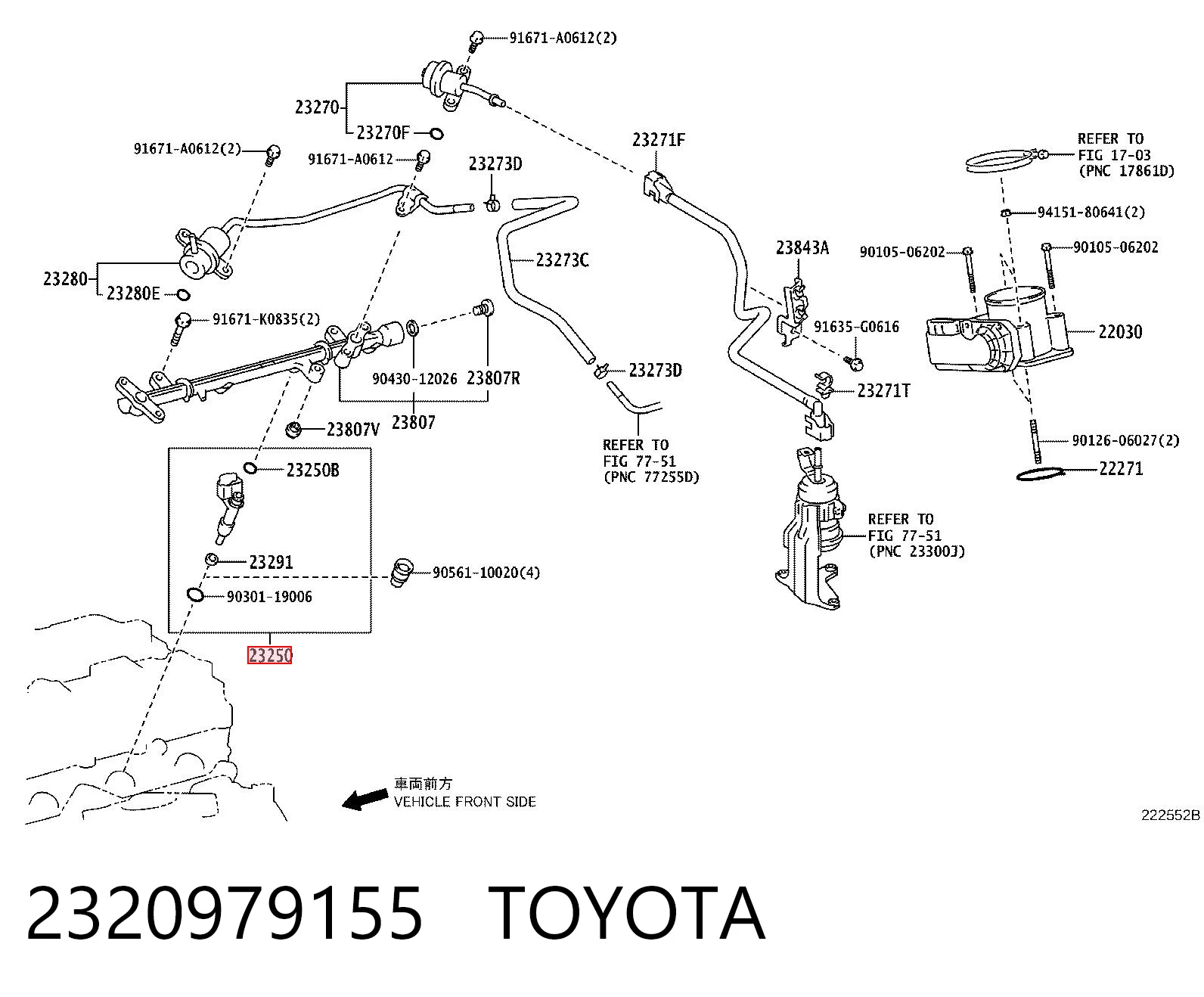 2320979155 Toyota Inyector de combustible
